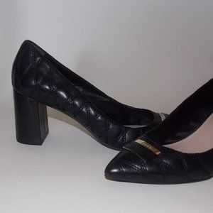 DKNY Elia black Leather Quilted block heel pumps - Women's size 8